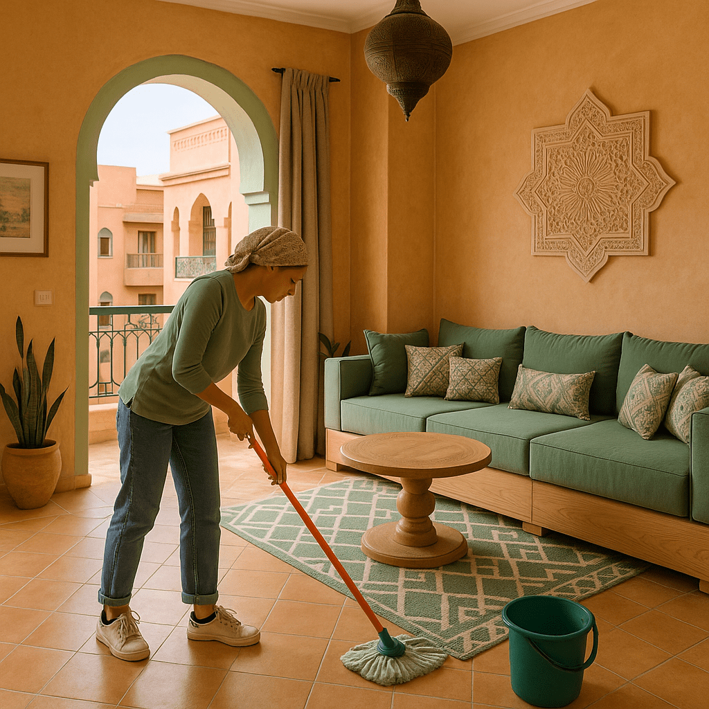 Ménage professionnel et écologique dans logement marocain